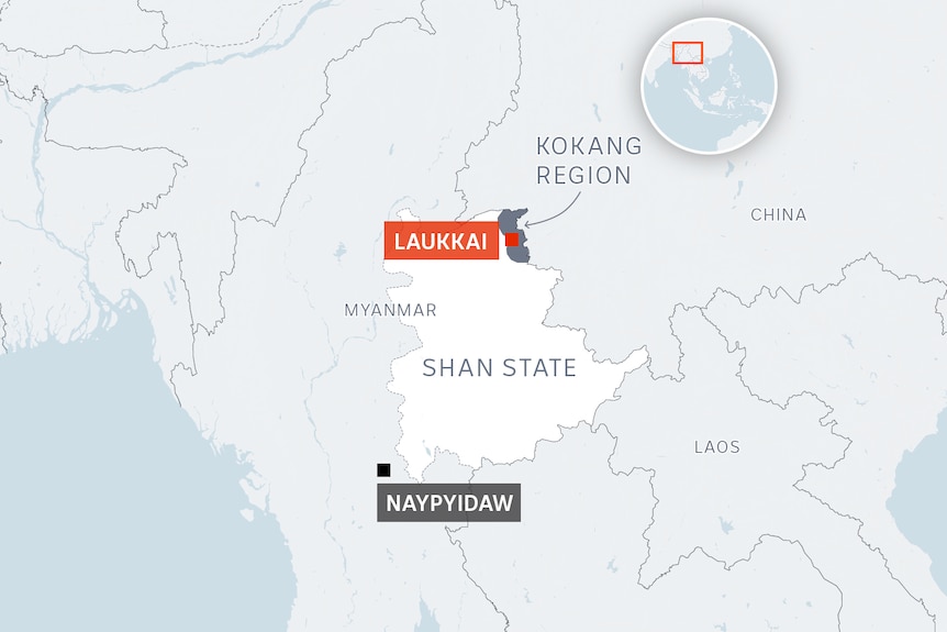 A map of Shan State showing the location of Kokang region.