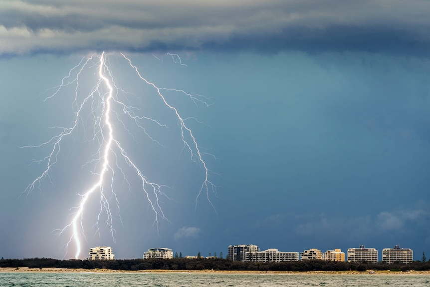 A lightning strikes land on the Sunshine Coast