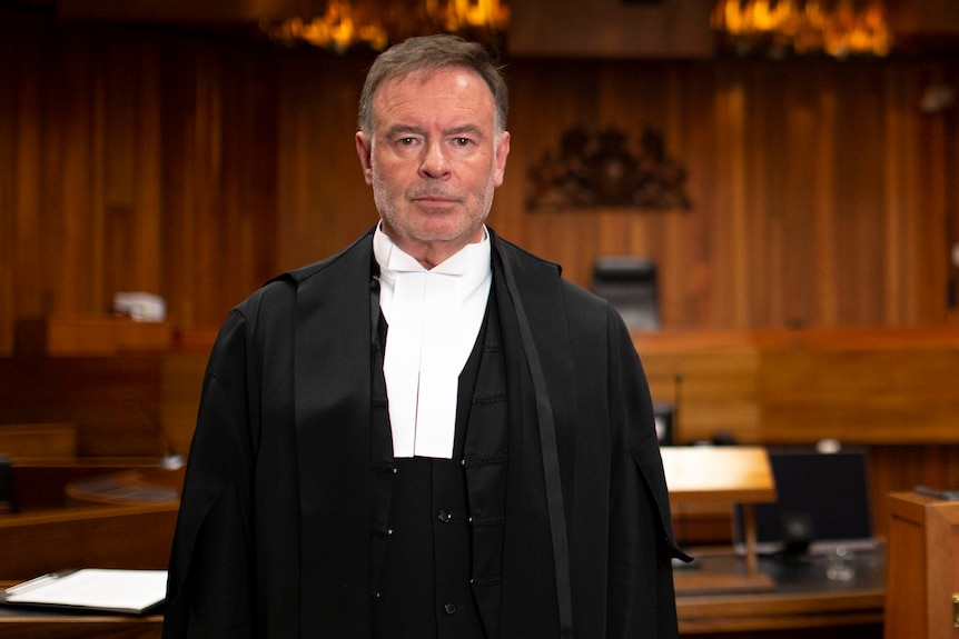 Justice Gregory Geason photographed in court in his gown.