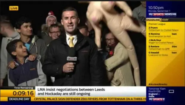 Mark McAdam had to contend with a sex doll during a Deadline Day broadcast