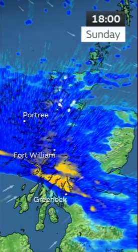 A whopping 170mm of rain could drench areas of Argyll, Lochaber and Wester Ross