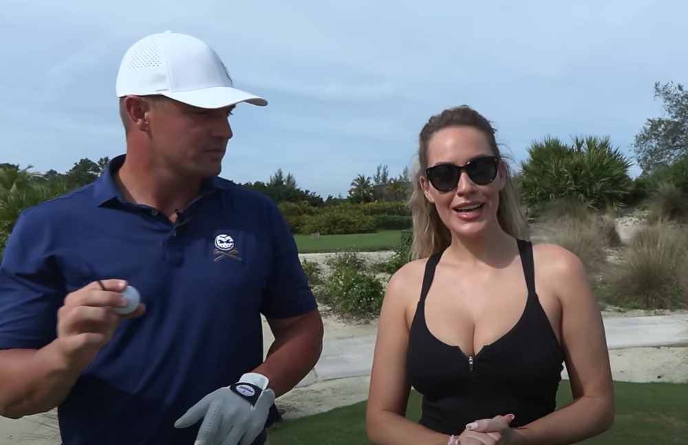 Female sport influencer Paige has teamed up with Bryson DeChambeau on a new vid