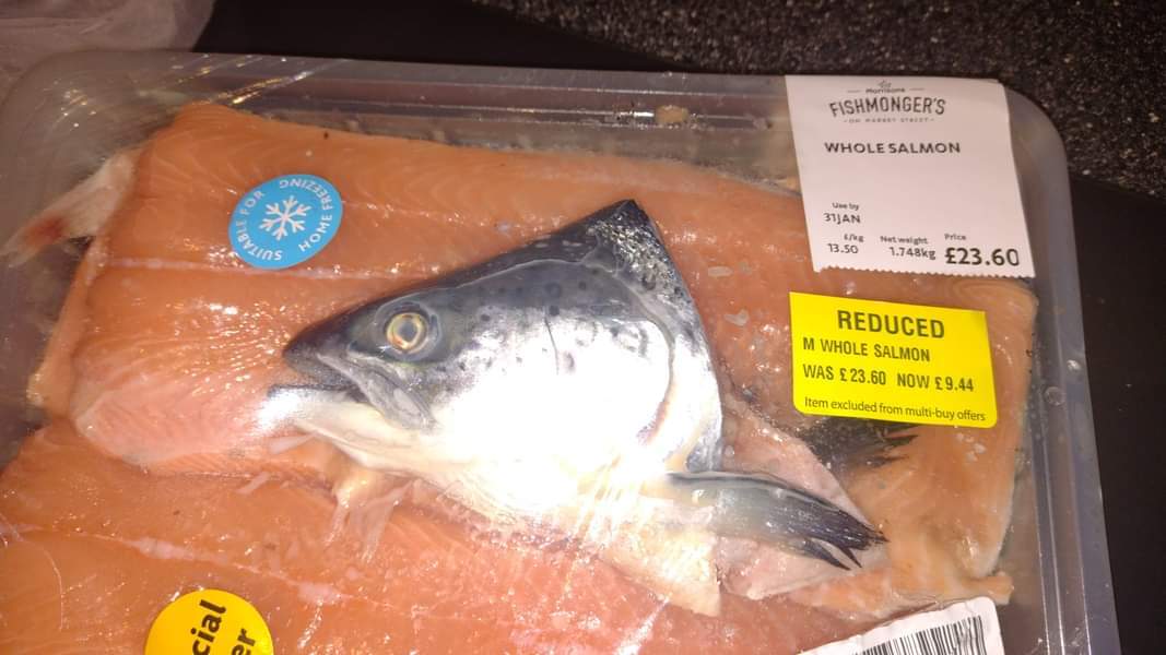 One Morrisons shopper even managed to bag an entire salmon - including the head