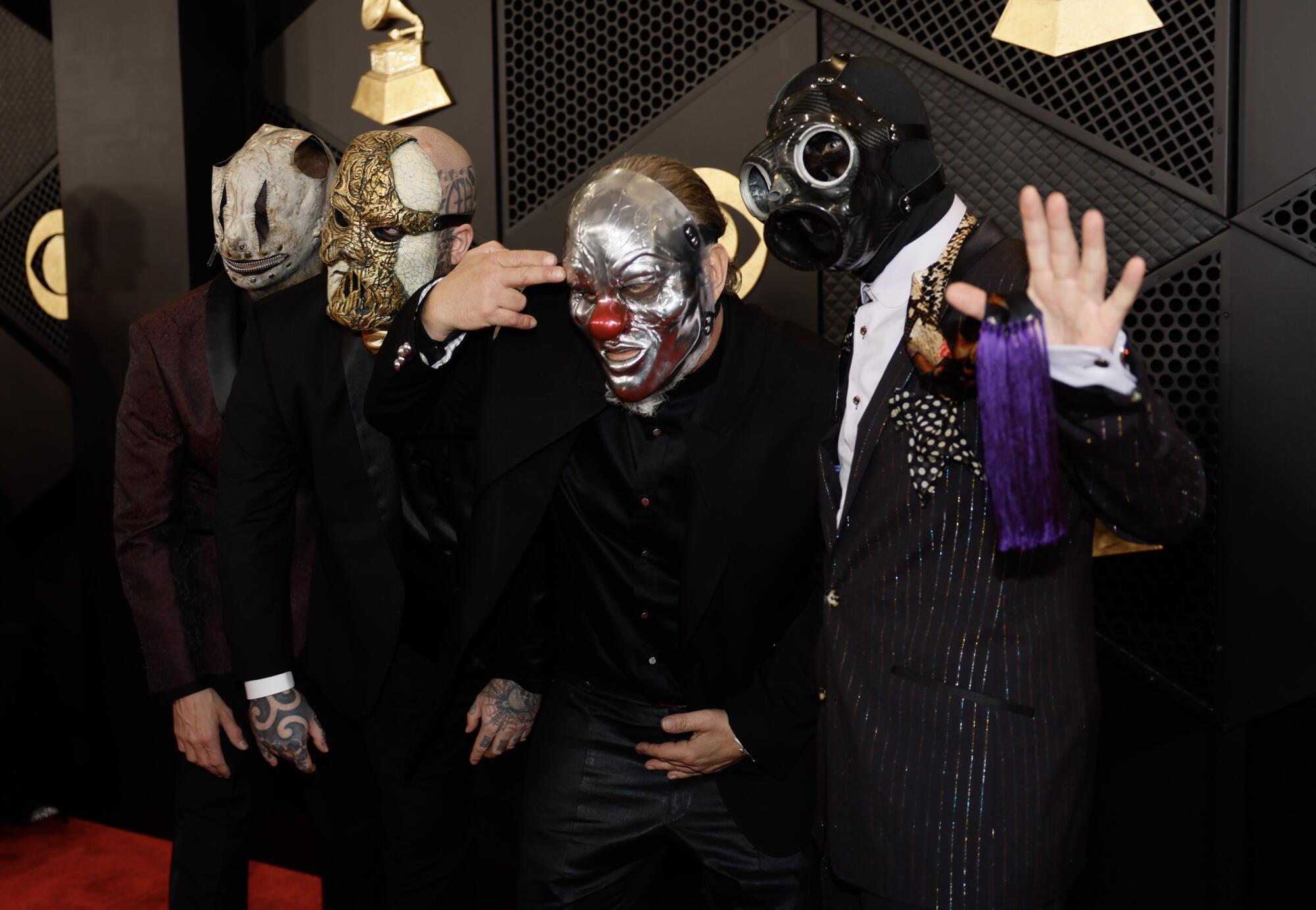 Slipknot arrives on the Grammys red carpet. 