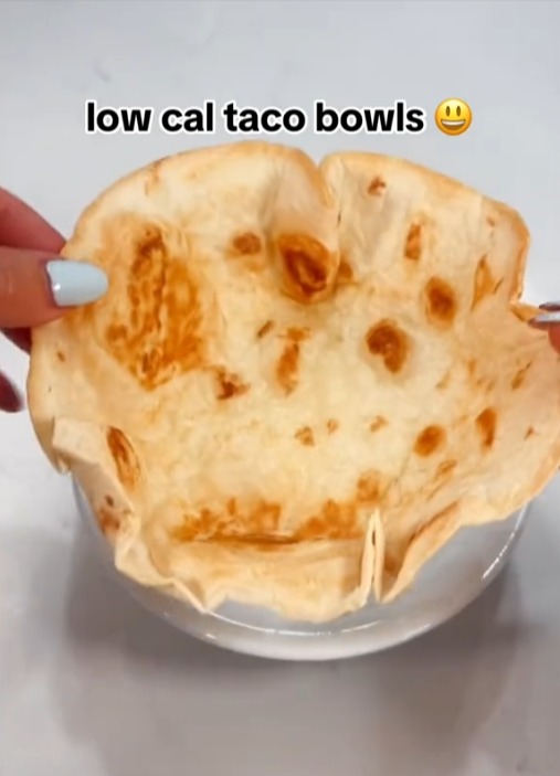 The trick is to bake the tortilla in an oven safe bowl so that it gains its shape