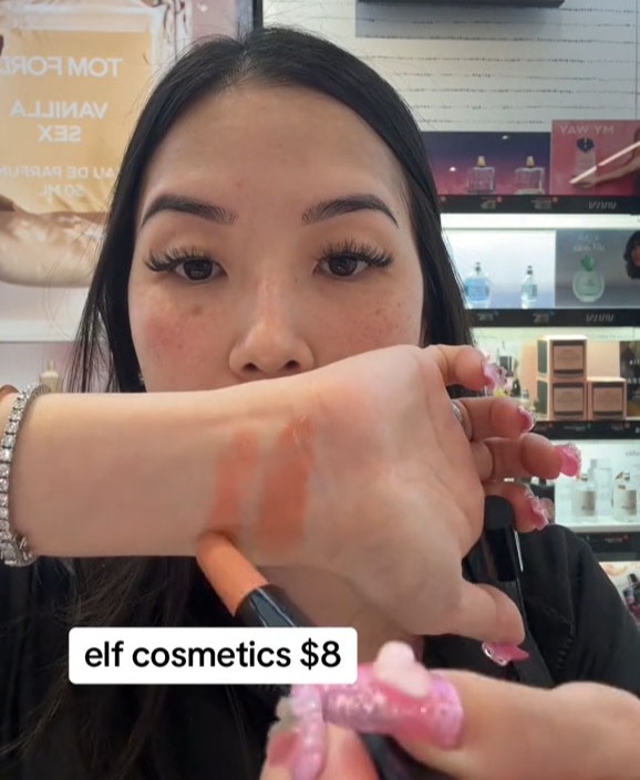 She found an $8 Elf dupe for the $24 Tarte lippie