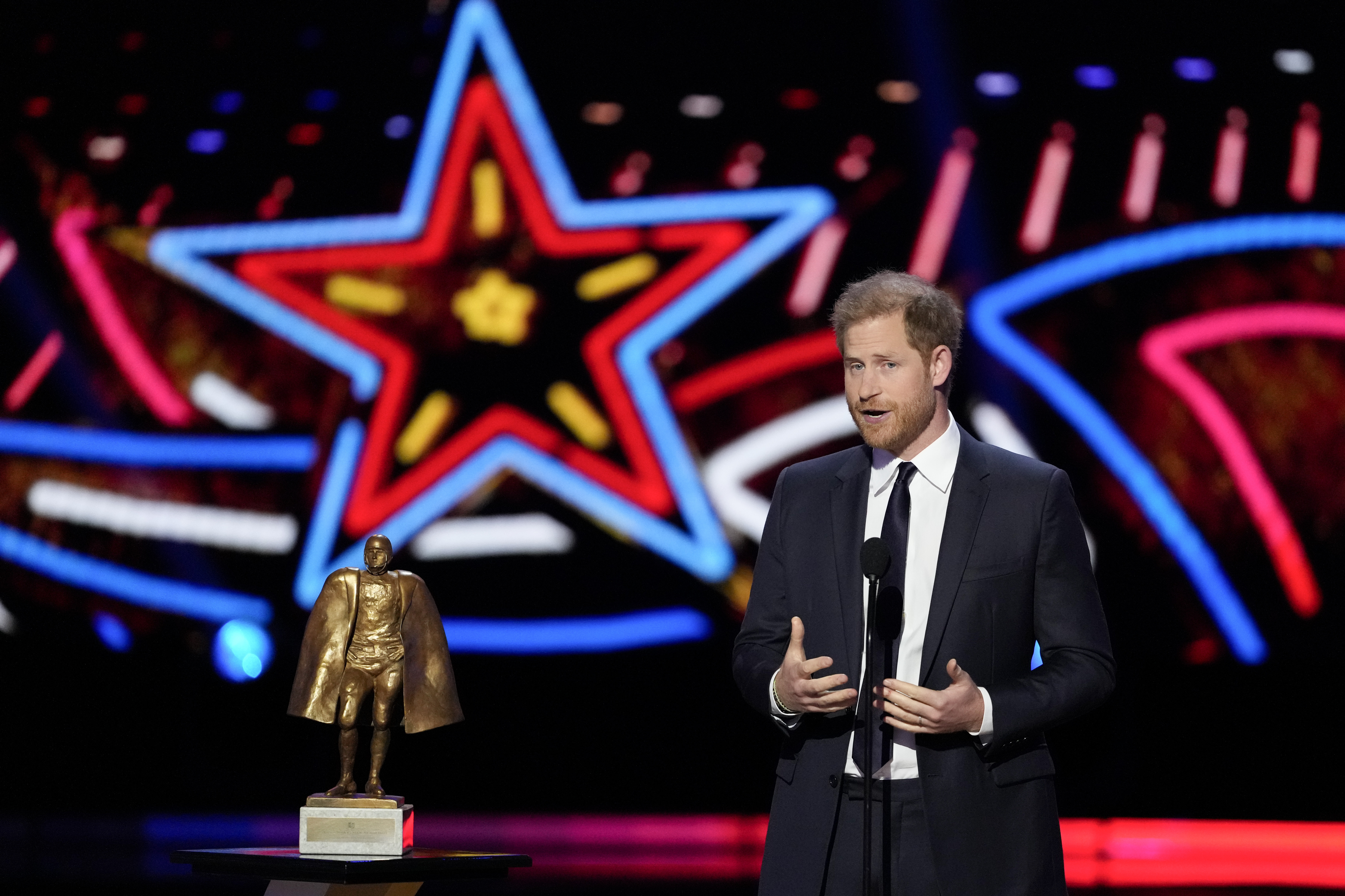 The Duke of Sussex took to the stage to present the Walter Payton Man of the Year Award