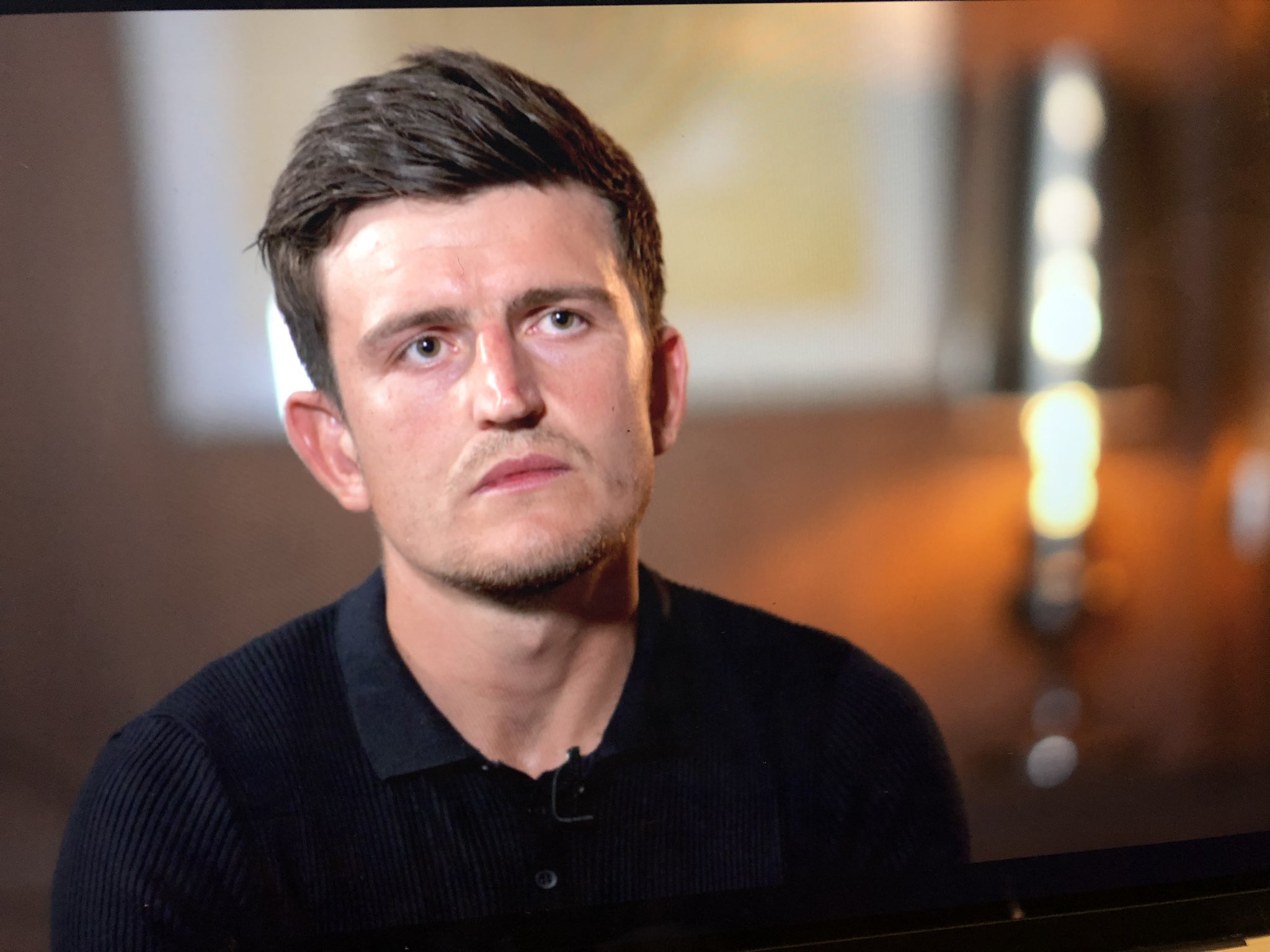 Harry Maguire during his infamous 2020 interview about the Mykonos brawl