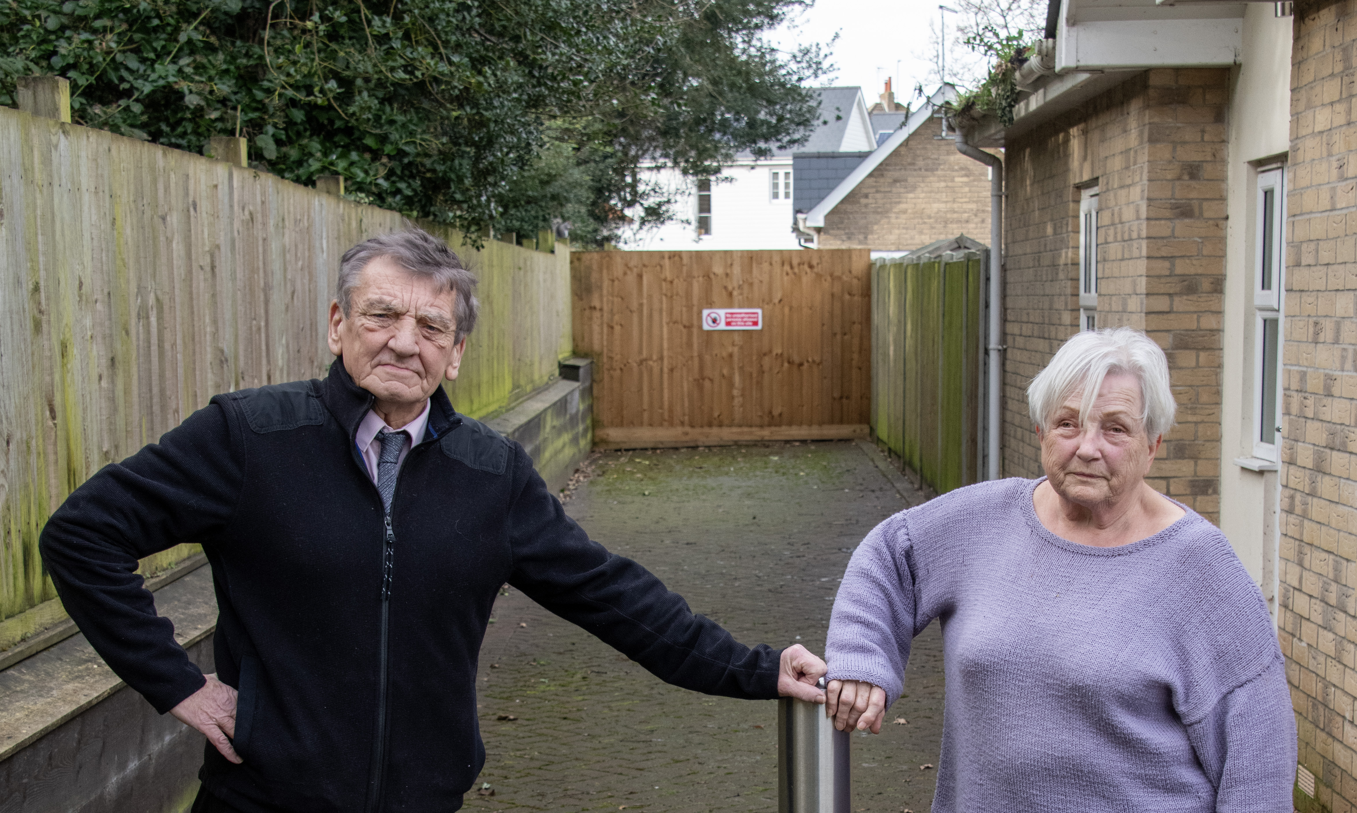 Cllr Dave Harris and resident Jennifer Redford in Colchester