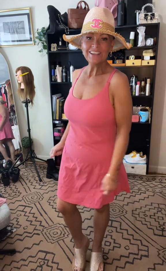 She was excited about not having to wear a bra with the dress' built-in bra and shorts