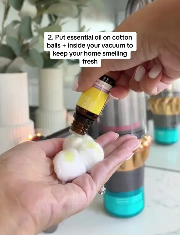 According to Chantel, adding essential oils to cotton balls is a simple way to get your home smelling fresh