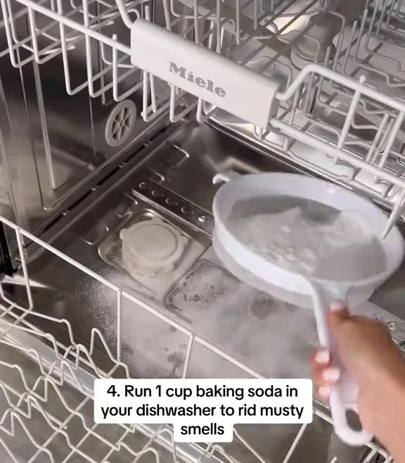 Placing baking soda in your dishwasher will banish musty smells