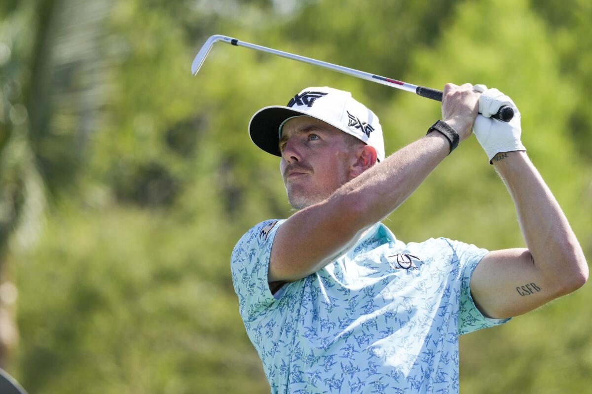 Jake Knapp hits off the 11th tee during the final round of the Mexico Open on Sunday.