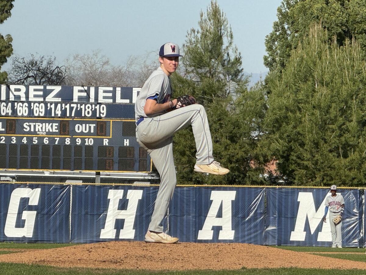 Left-hander Dylan Volantis of Westlake is 6 feet 6 and committed to USC.