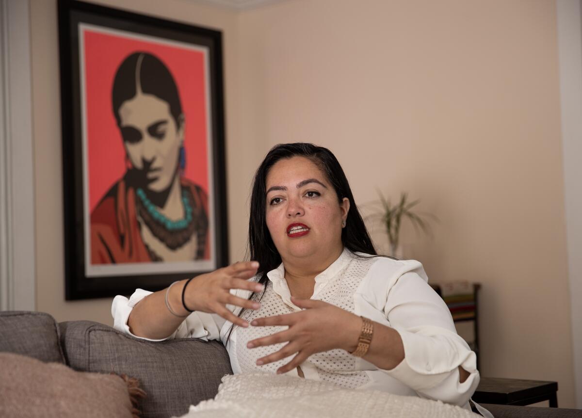 Assemblymember Wendy Carrillo, now running for City Council, at her family's home in Boyle Heights last year. 