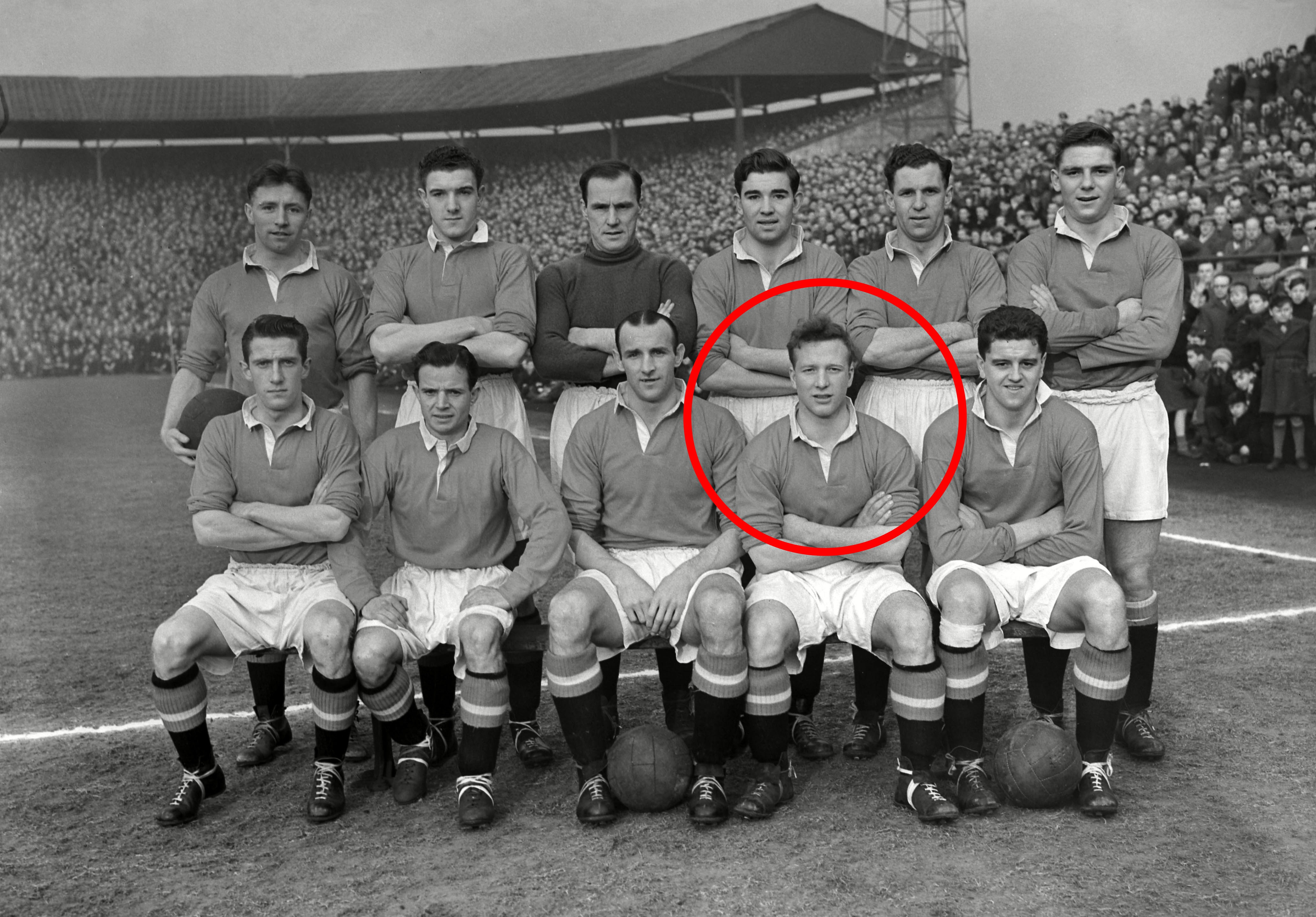 The star, circled, was part of the legendary Man Utd Busby Babes