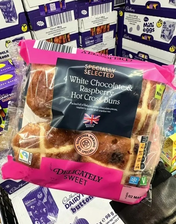 As well as this, there's also white chocolate and raspberry flavoured buns on shelves