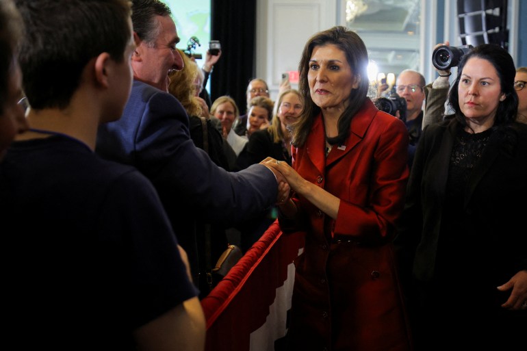 Nikki Haley shakes hands with supporters in South Carolina