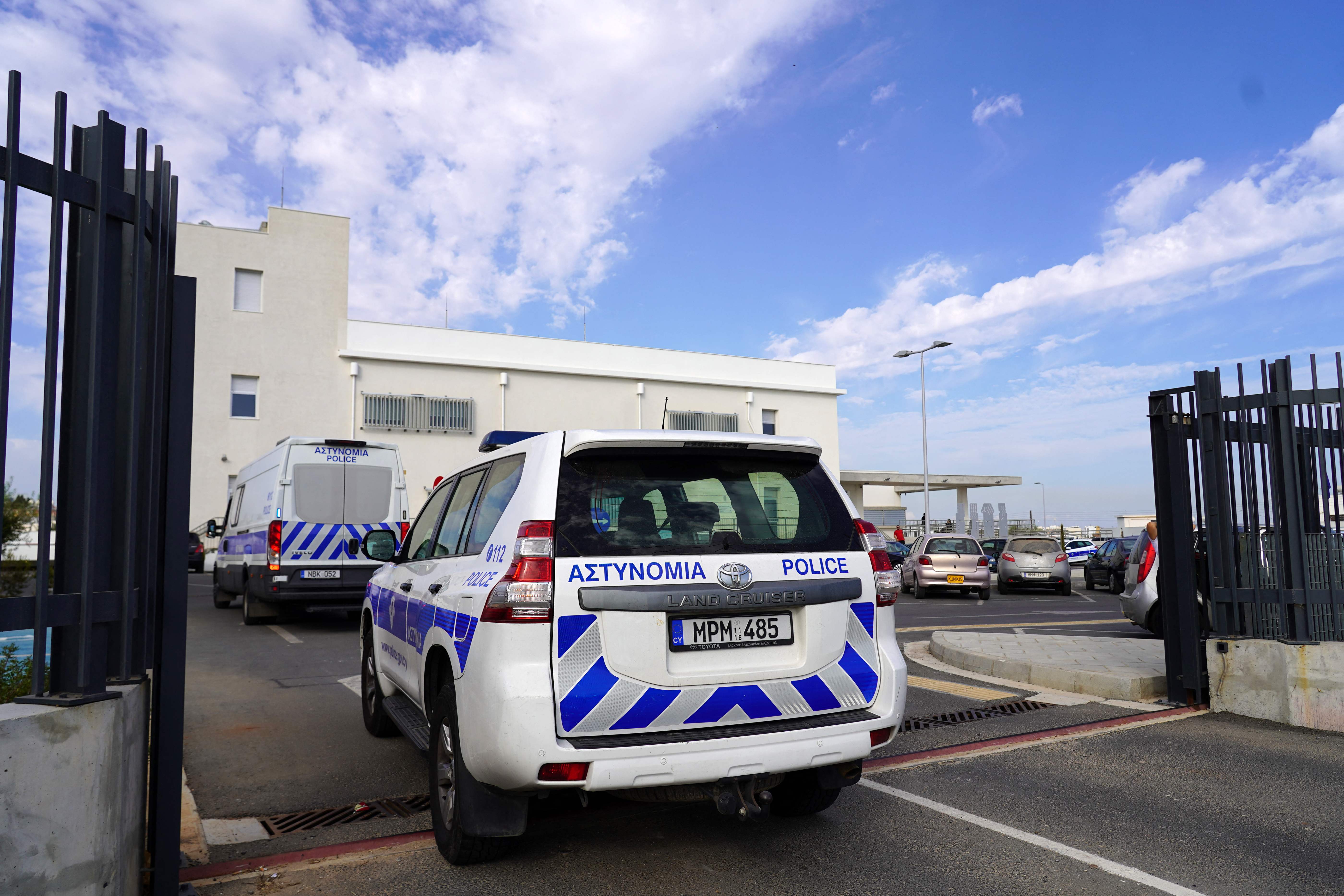 Five Israeli tourists are brought to the Famagusta district court in Paralimni to stand trial for allegedly gang-raping a young British woman