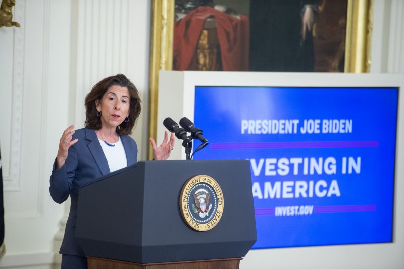 United States Secretary of Commerce Gina Raimondo announced Wednesday that former Biden economic advisor Elizabeth Kelly will serve as Director of the U.S. AI Safety Institute. File Photo by Rod Lamkey/UPI