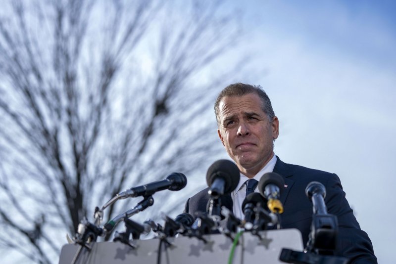 President Joe Biden's son Hunter Biden speaks during a press conference outside the U.S. Capitol in December. Alexander Smirnov, the former FBI informant who was arrested last week for lying about Biden's business dealings, was arrested again Thursday on the same charges after federal prosecutors appealed a decision to release him pending trial. File Photo by Bonnie Cash/UPI