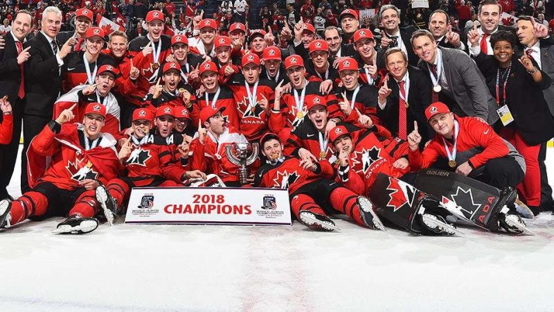 Five members of the 2018 Canadian world junior hockey team have been charged with sexual assault in London, Ont., on Monday. The team won the gold medal in January 2018 during the IIHF WOrld Junior Championship, beating Sweden 3-1 in the final. Photo courtesy of Hockey Canada/Release