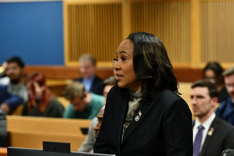 Fulton County District Attorney Fani Willis acknowledged in a court filing that she and another prosecutor in the election interference case are involved romantically, but said there is no conflict of interest. File Pool Photo by Dennis Byron/EPA-EFE