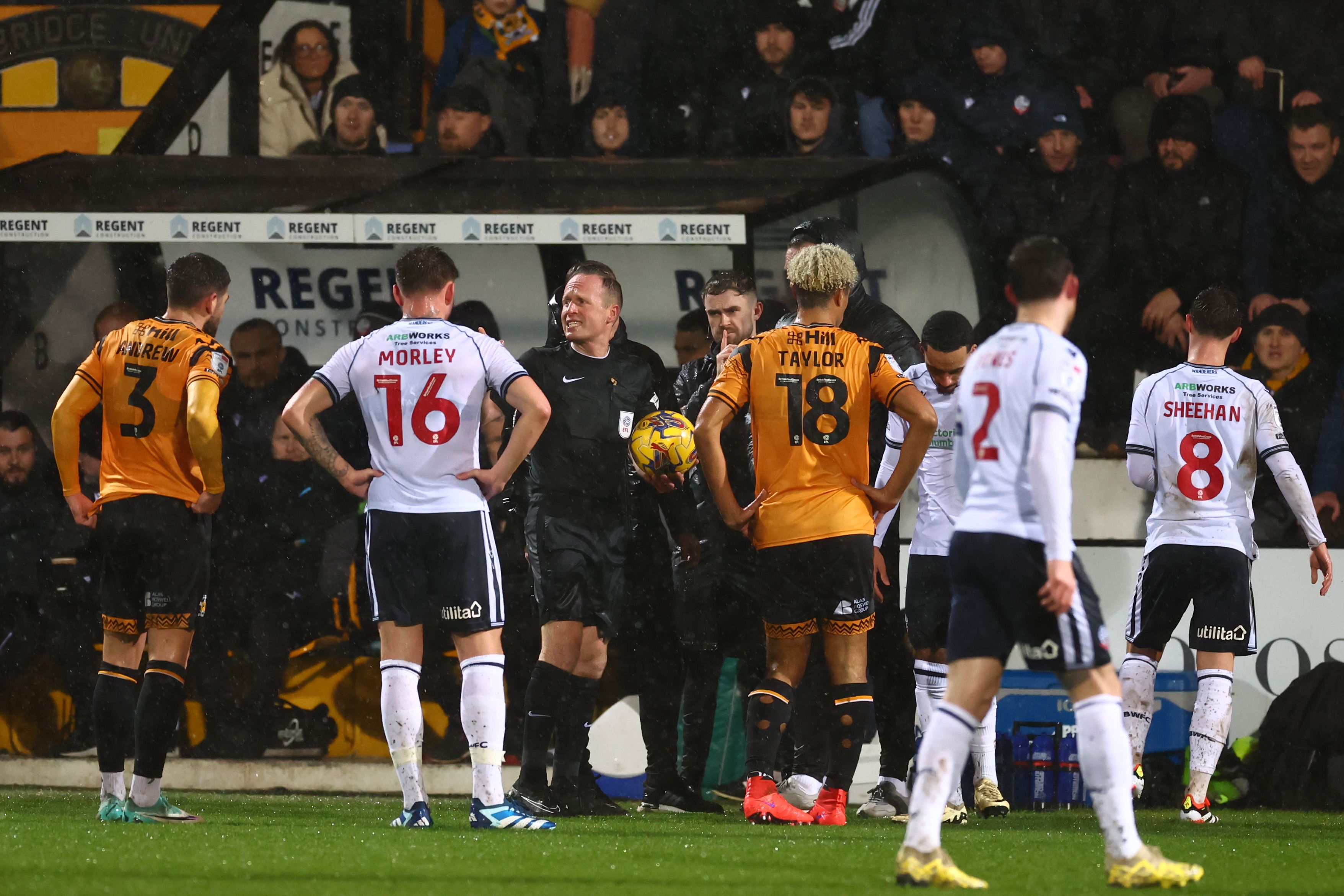 Cambridge's clash with Bolton was suspended after just nine minutes