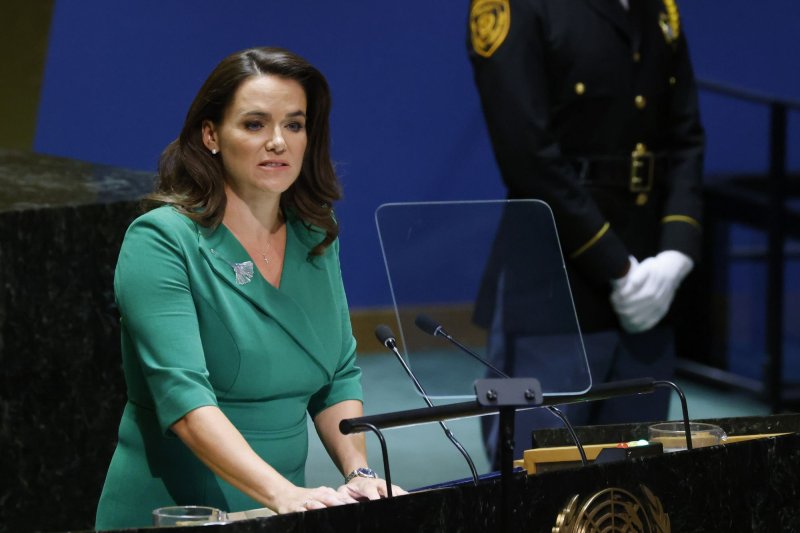 Hungarian President Katalin Novak resigned Saturday amid a controversy over a pardon she granted last year ahead of a visit by Pope Francis. File Photo by John Angelillo/UPI