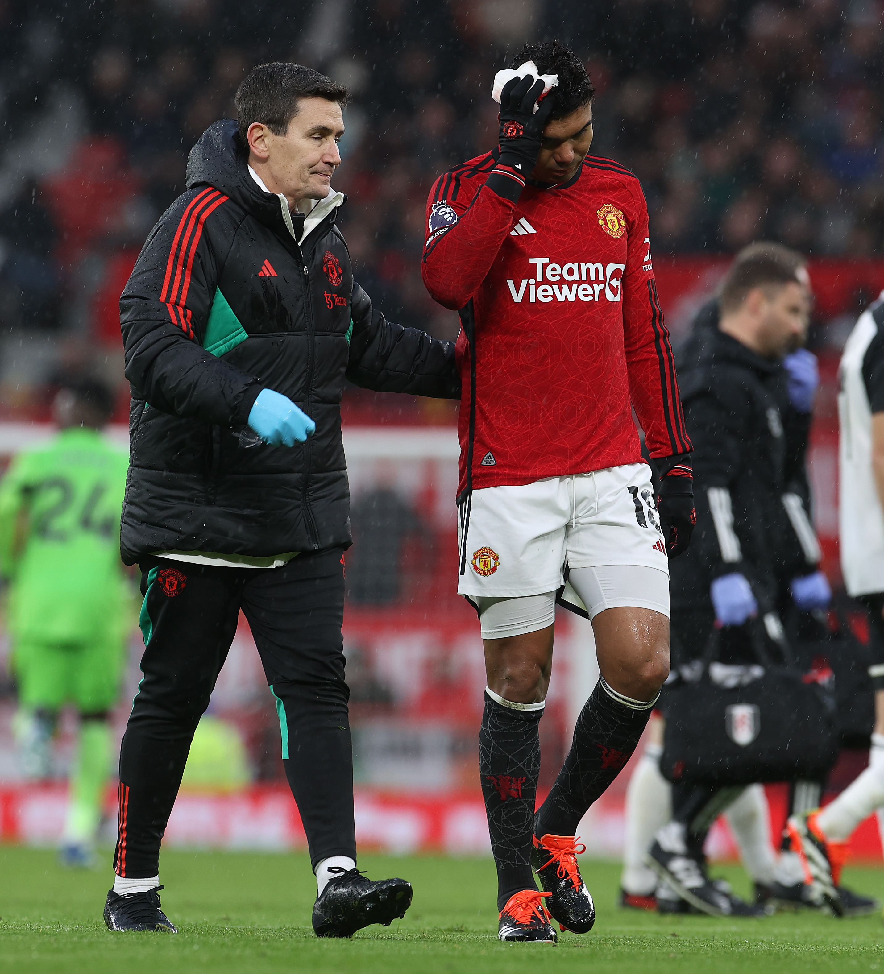 Casemiro was left bloodied following a collision