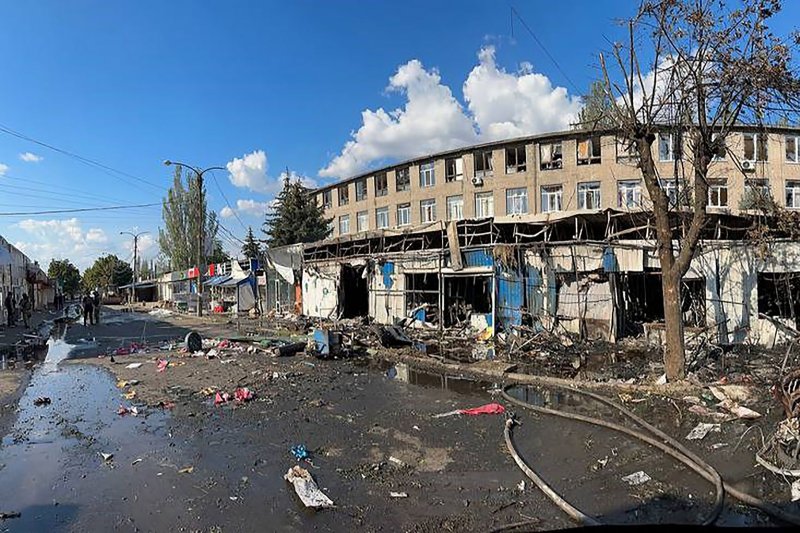 Ukrainian servicemen conduct work on the site of a destroyed market as a result of a Russian missile strike on September 6, 2023, in Kostiantynivka, Ukraine. File Photo by Ministry of Internal Affairs of Ukraine/ UPI