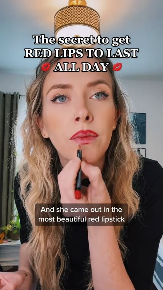 Liz shared her trick to make red lipstick last all day