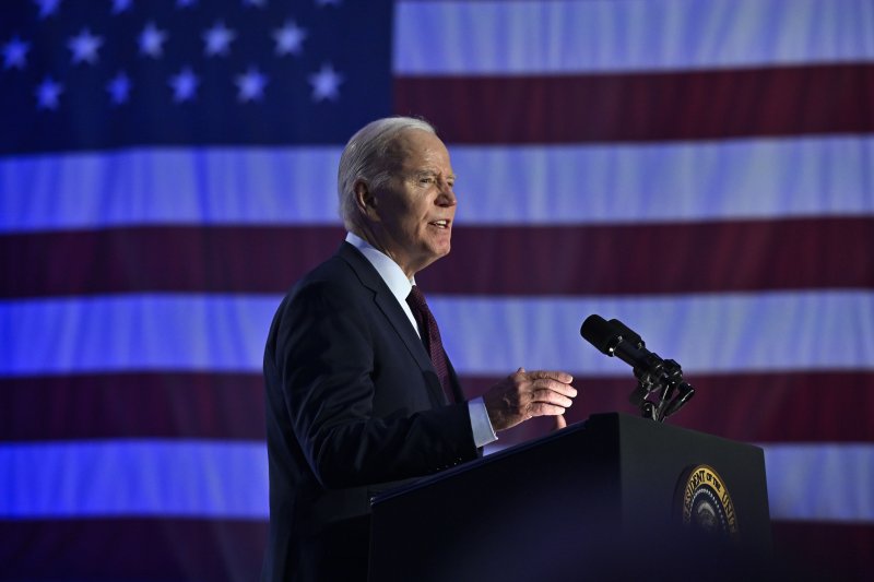 President Joe Biden speaks Sunday at a campaign event in Las Vegas. There are 26 delegates at stake in Tuesday's Nevada Democratic primary, taking place days after Biden won all 55 delegates in the South Carolina primary. Photo by David Becker/EPA-EFE