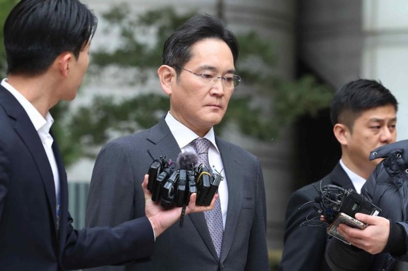 Samsung Chairman Lee Jae-yong was acquitted Monday on charges related to the company's 2015 merger that made it South Korea's most powerful conglomerate and secured his line of succession to lead it. Photo by Yonhap/EPA-EFE