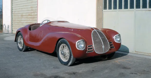 The one remaining AAC 815, the first car built by Enzo Ferrari, pictured in 1973