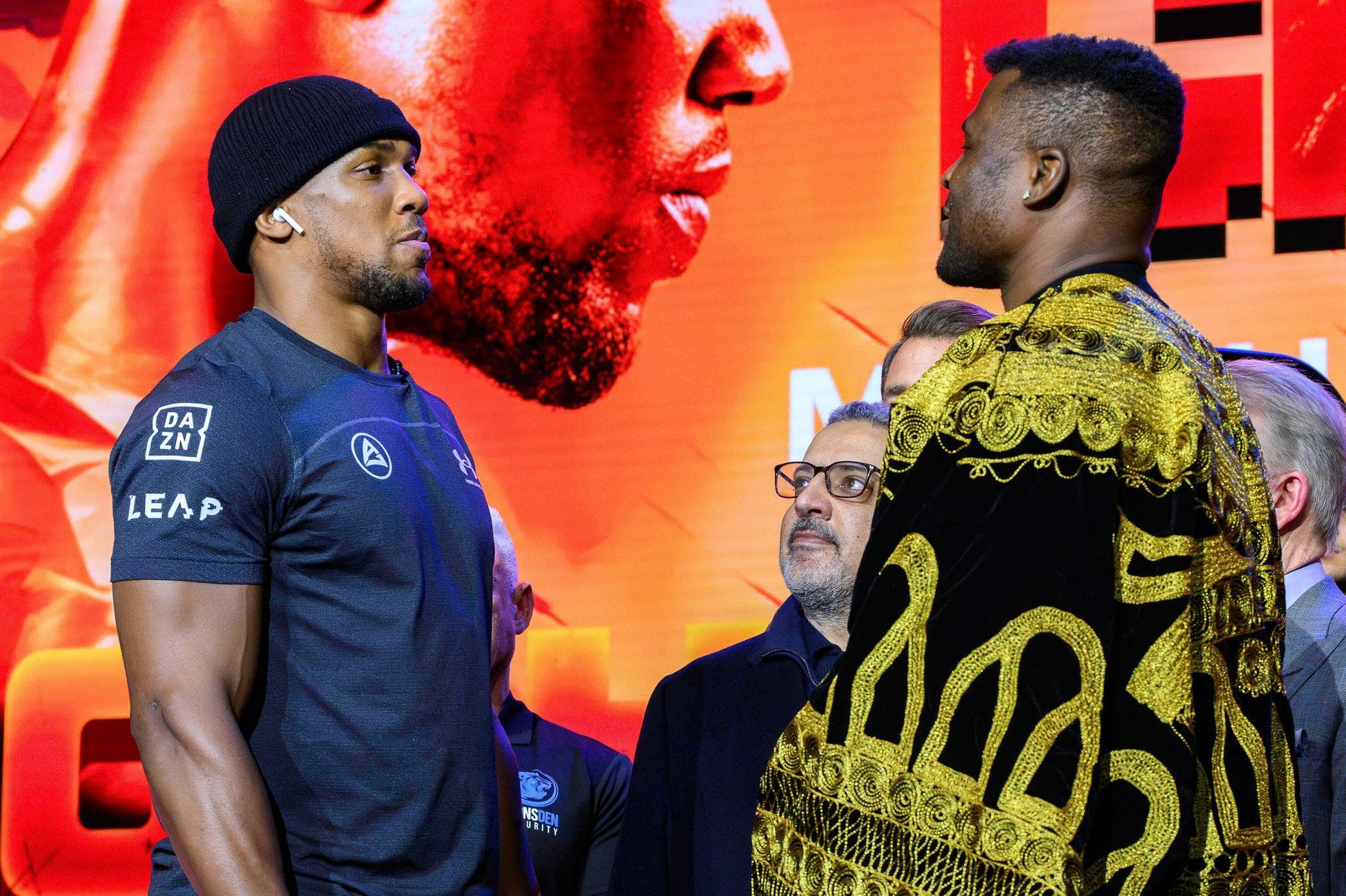 Anthony Joshua faces off with Francis Ngannou