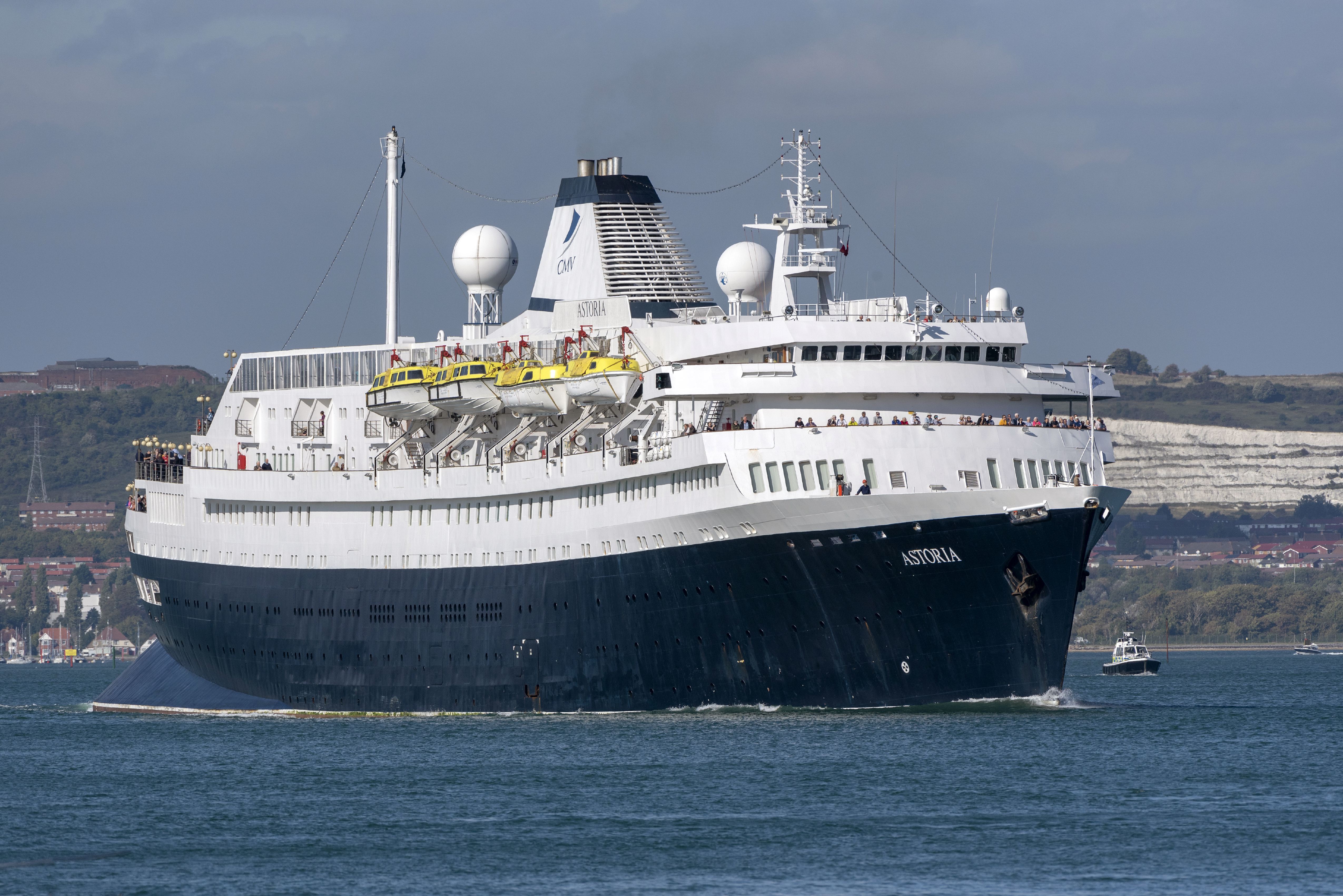 MV Astoria departing Portsmouth England UK