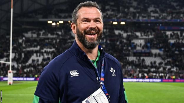 Andy Farrell celebrates at full-time