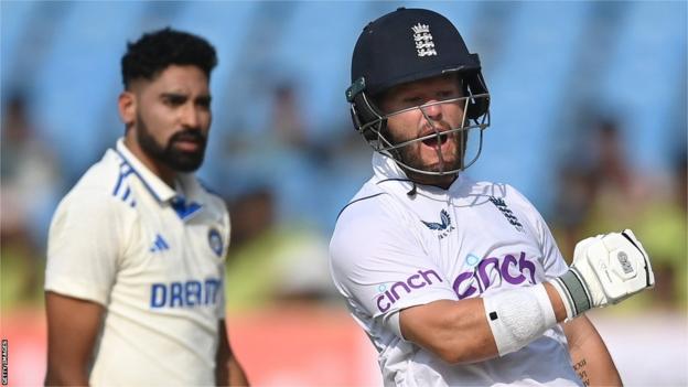 England opener Ben Duckett roars in celebration after hitting a century