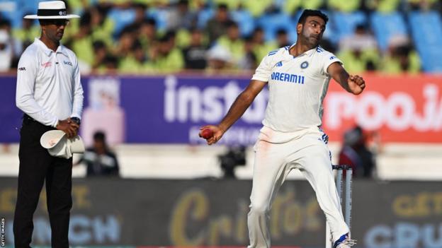 India spinner Ravichandran Ashwin delivers a ball