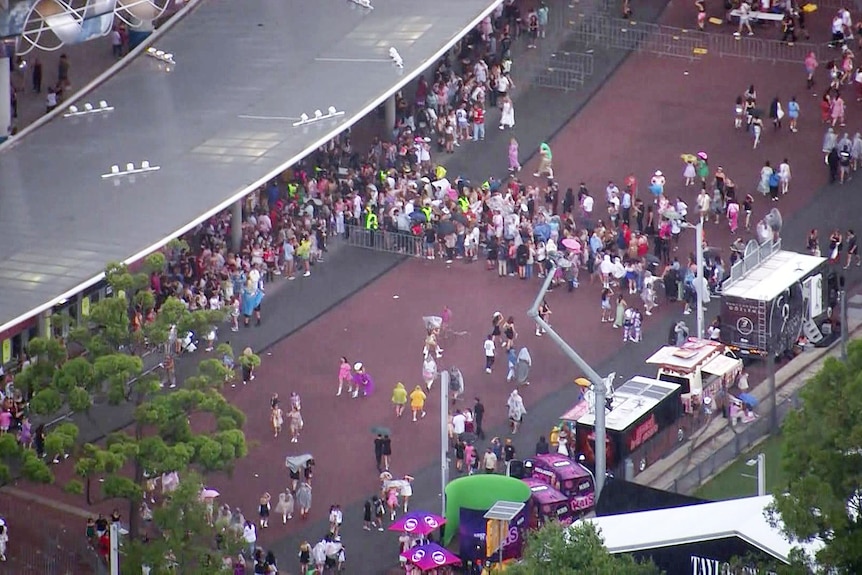 Fans outside first Taylor Swift show in Sydney at ACCOR stadium