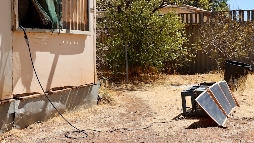 solar panel white cable running to the house