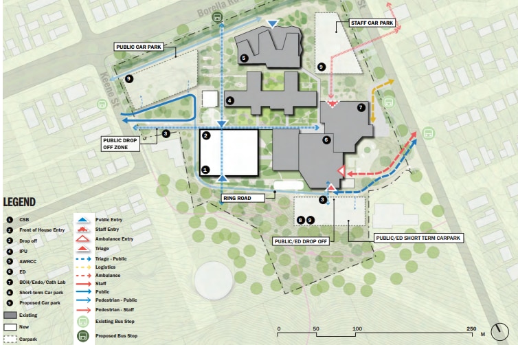 A diagram showing the design for a hospital.