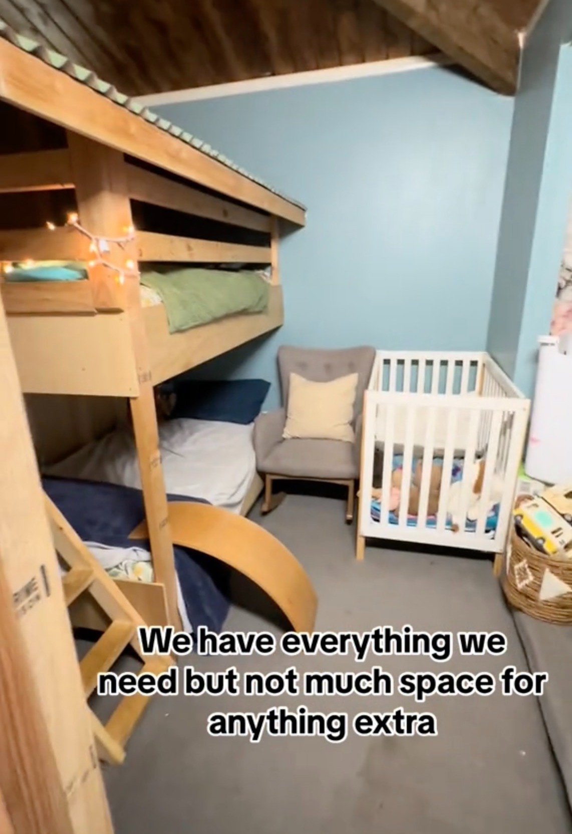 Juli and her husband designed their children's bunk bed so that they couldn't accidentally fall from the top bunk