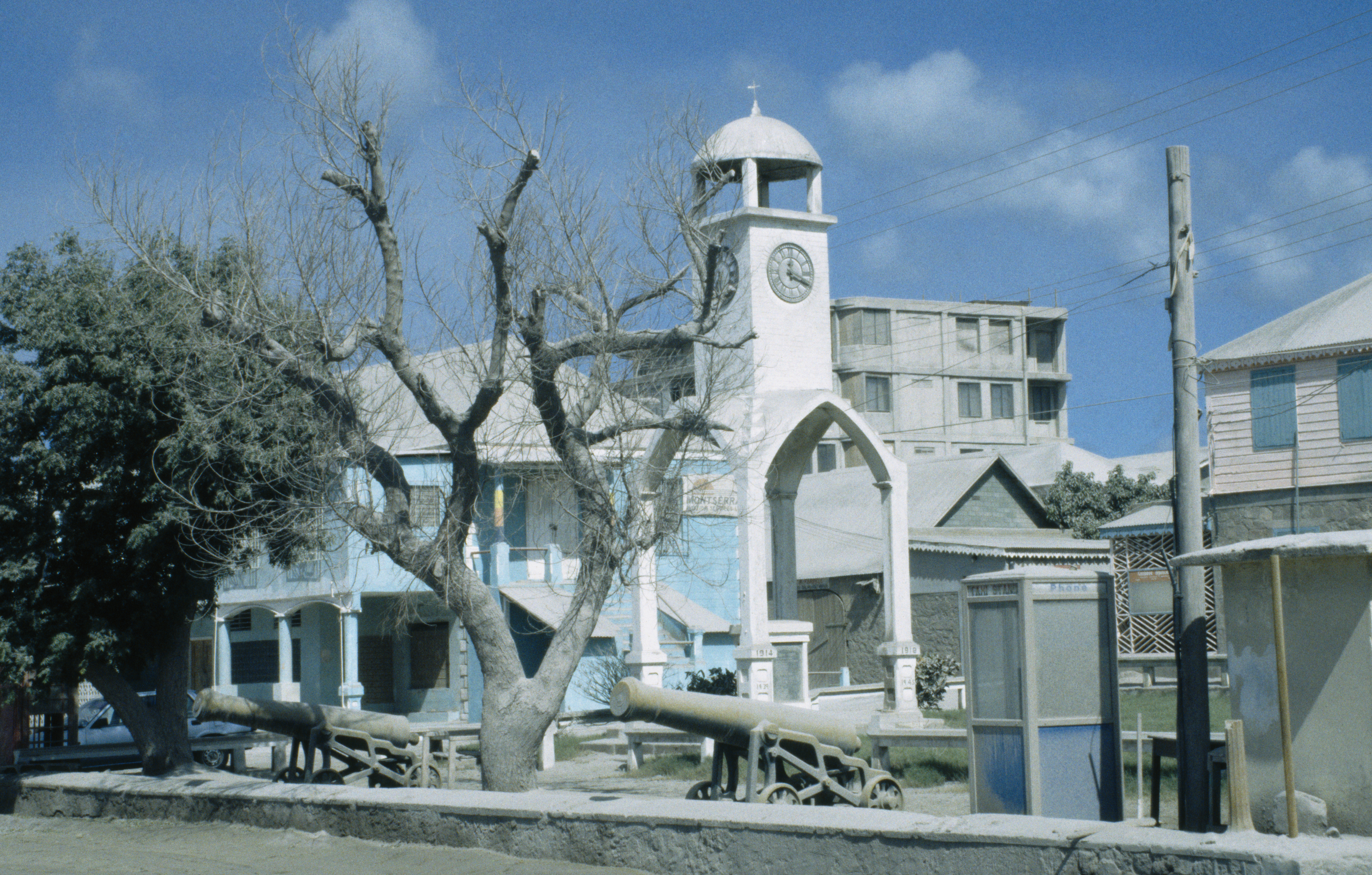 Buildings are now covered in layers of volcanic ash after the 1997 eruption