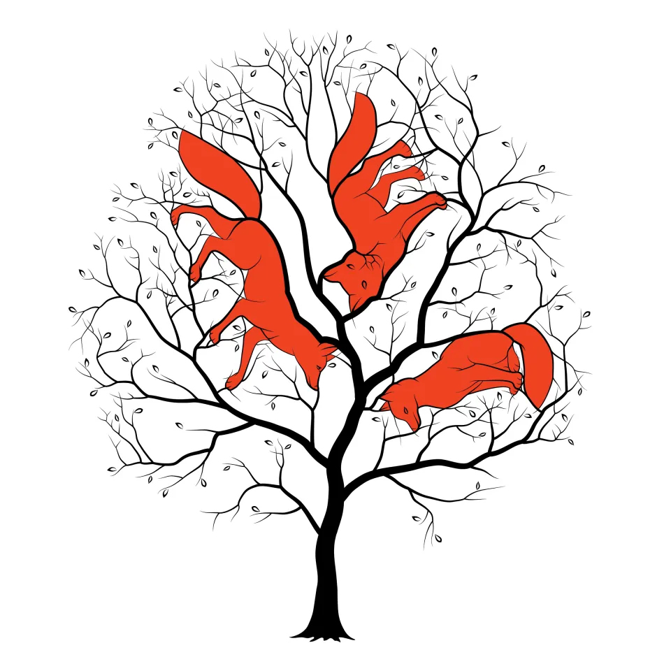 The hidden foxes are highlighted in red