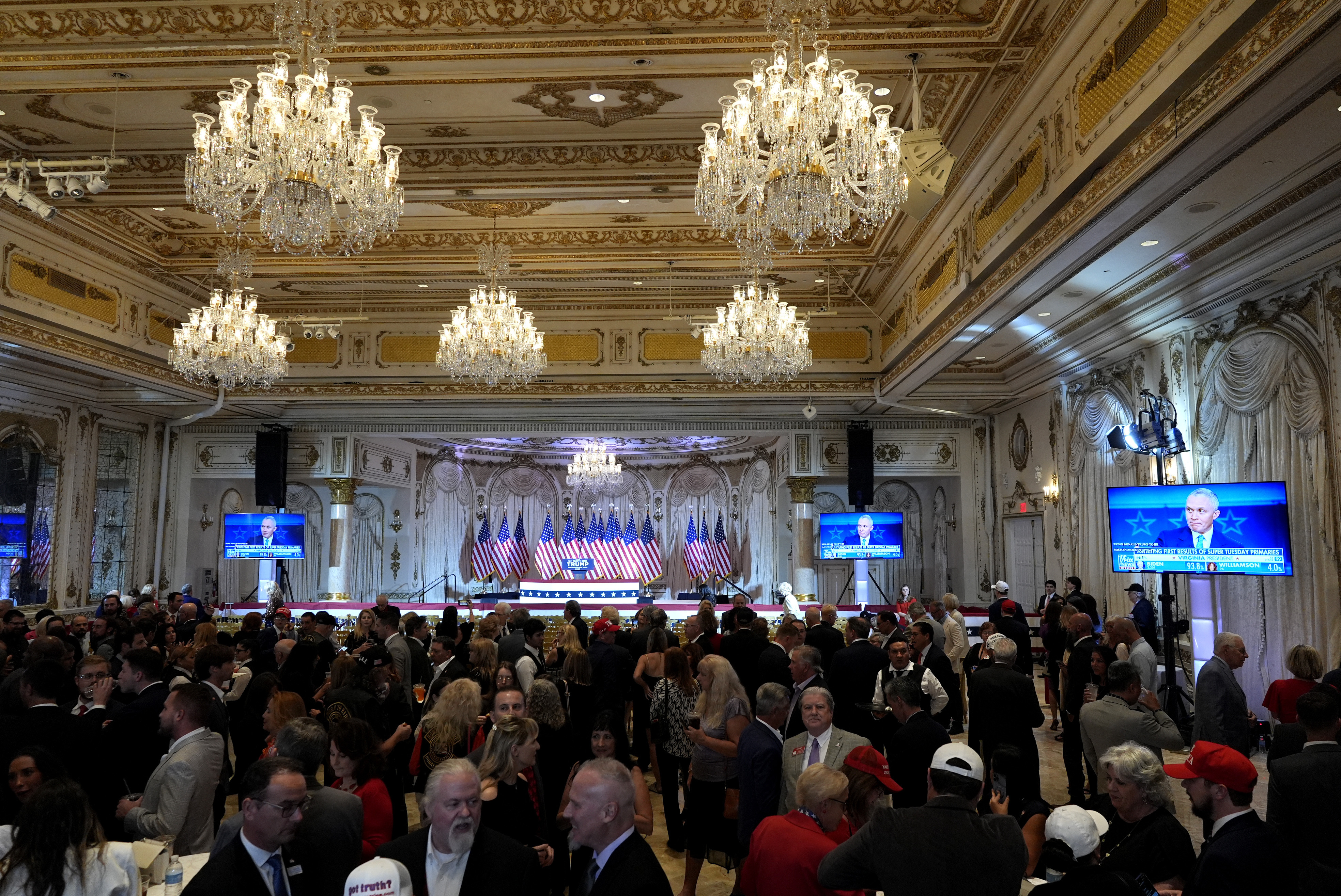 Trump supporters watch election results at Mar-a-Lago in Palm Beach, Florida