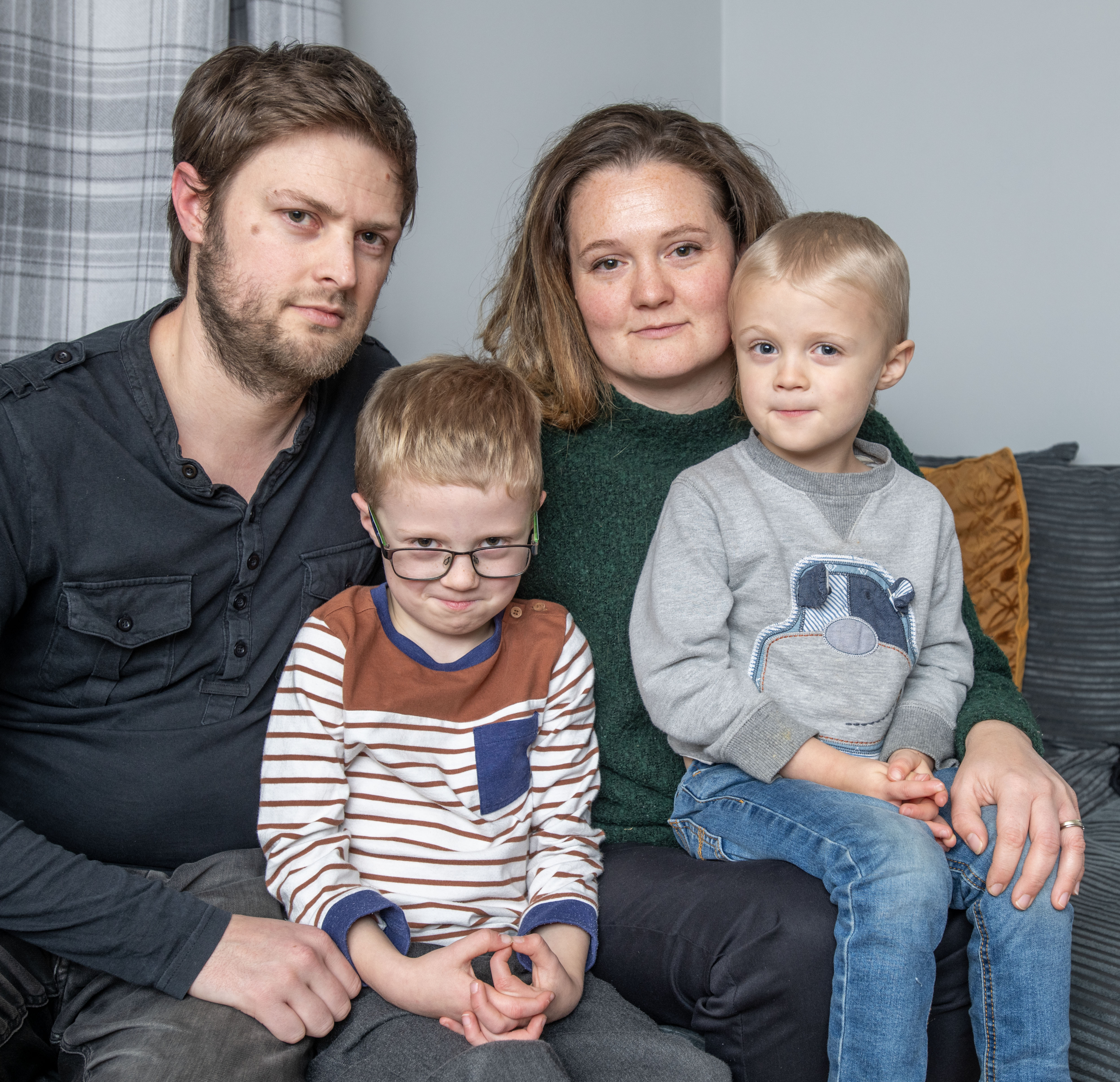 Dan Scarfe, 36 pictured with wife Emma, 33 and their two boys, Oliver, 6 and Luke, 3