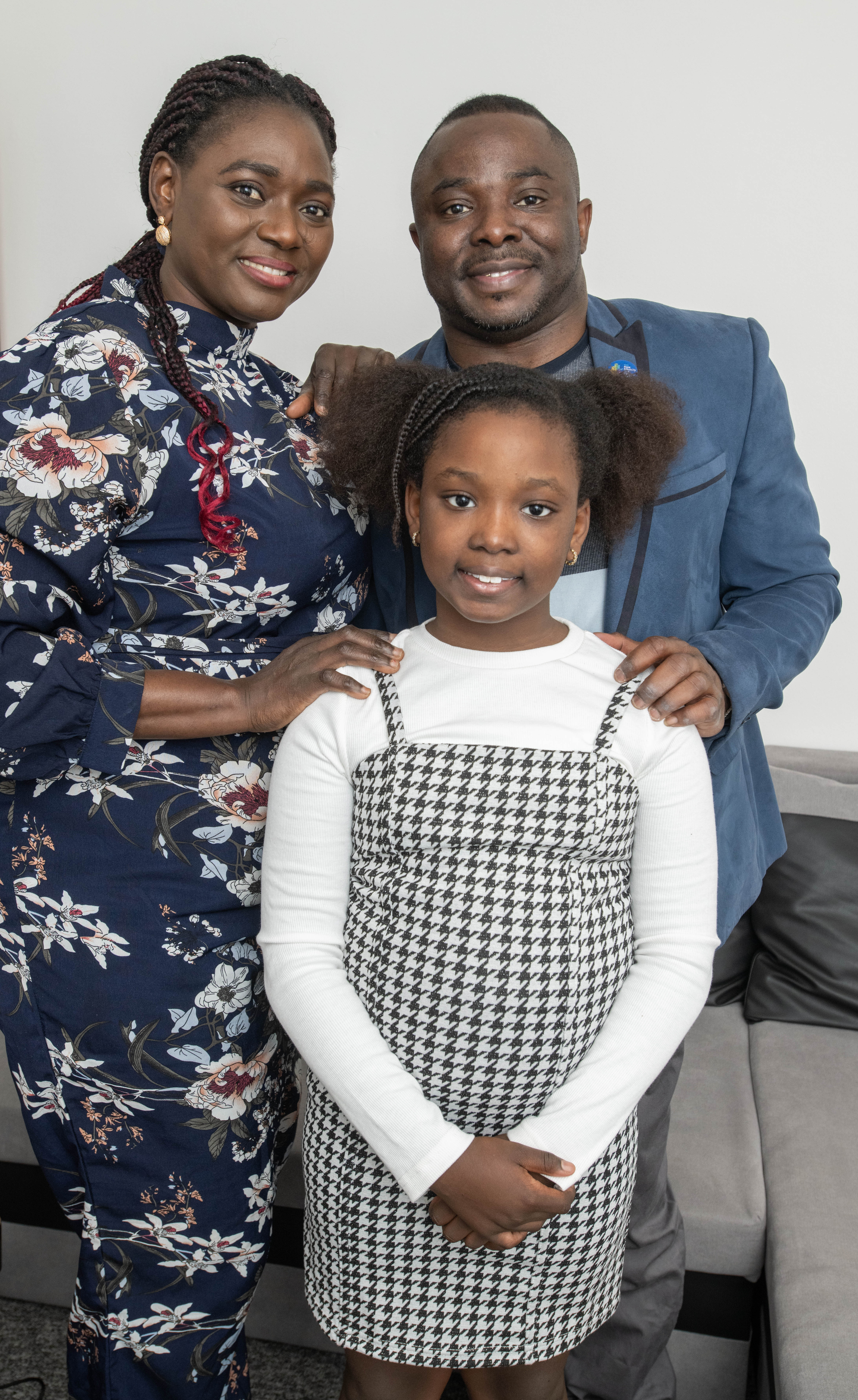 Olaniyi Alabi, 45, with his wife Olajumoke, 39, and their daughter Oyindam, 7