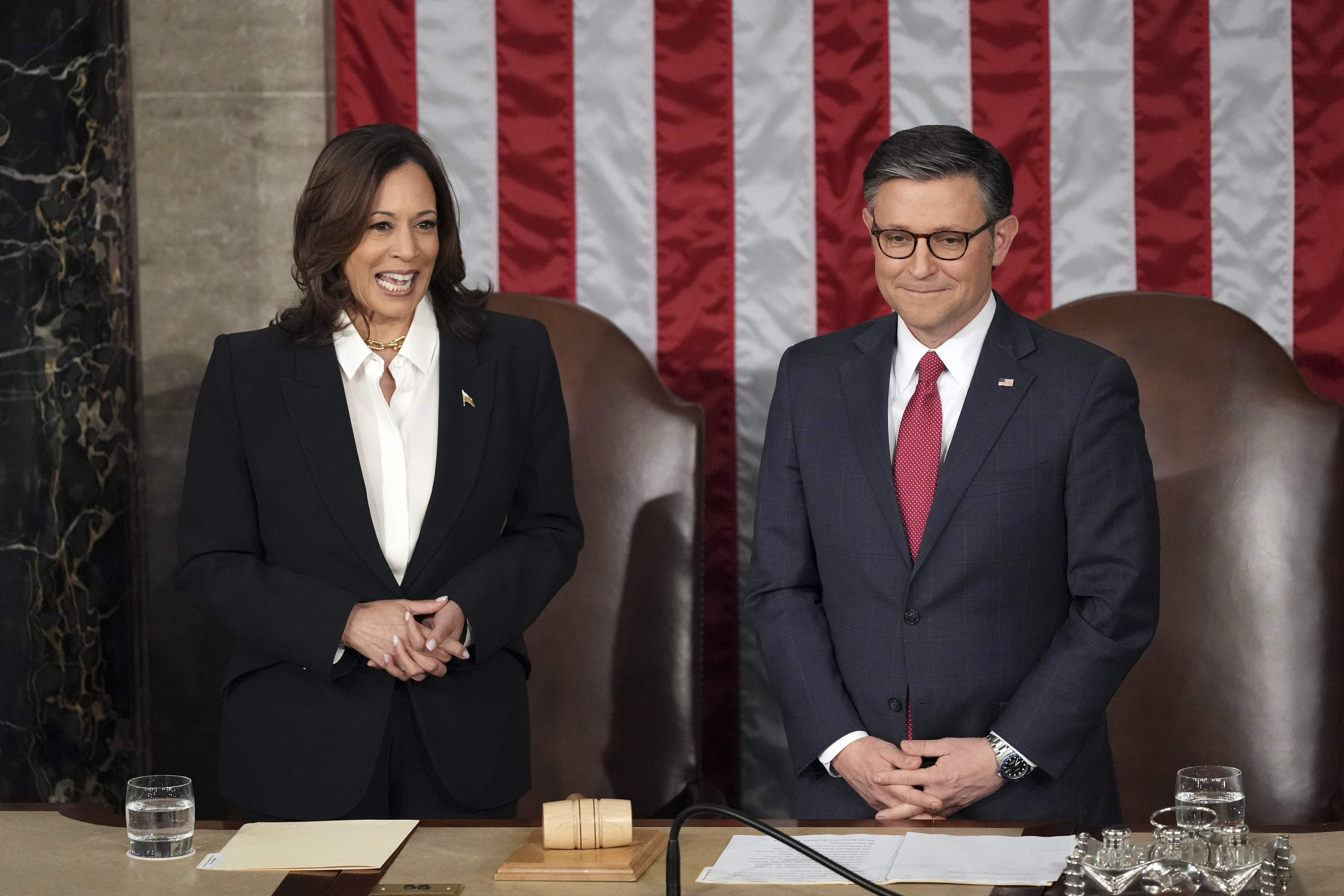 Kamala Harris and Mike Johnson open up the event